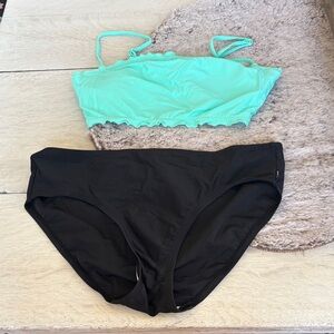 Women's Mint Green and Black Women's Bikini Set large